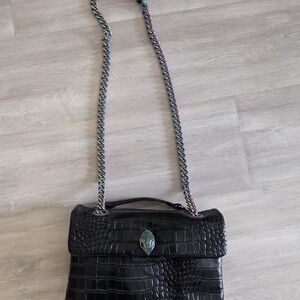 Kurt Geiger Black Croc Shoulder Bag with Multicolor Chain